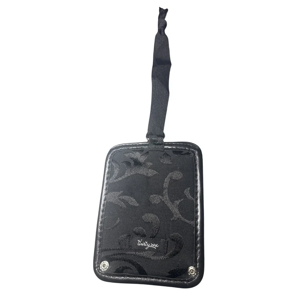 Thirty-One Luggage Tag 347B Black Parisian Jacquard NEW